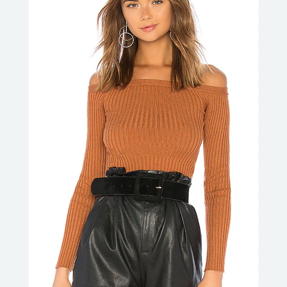 House of Harlow 1960 Dove Rib Sweater in Rust